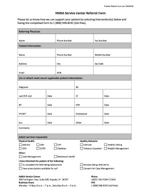 Fillable Online Provider Referral Form Rev Fax Email Print PdfFiller