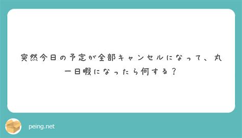 突然今日の予定が全部キャンセルになって、丸一日暇になったら何する？ Peing 質問箱