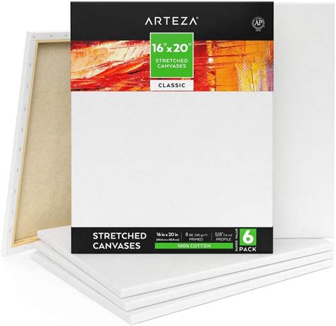 Classic Stretched Canvas 16 X 20 Pack Of 6 Arteza Stretch