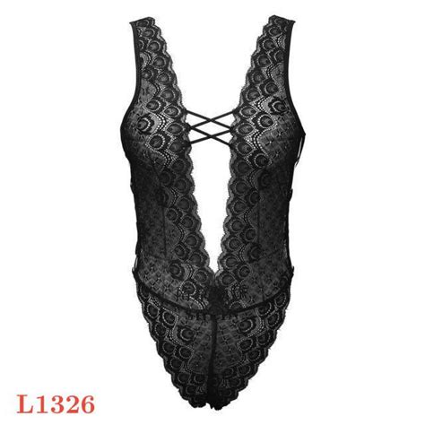 Jual L Lingerie Sexy Baju Tidur Teddy Bodysuit Dress Hitam