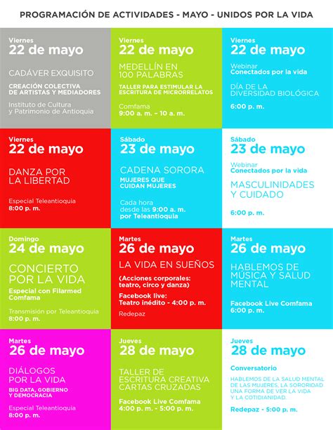 Mayo UNIDOS Por La Vida Diversas Actividades Para Explorar Y