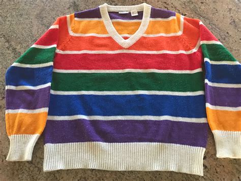 Vintage S S Rainbow Sweater Rainbow Sweater Camping Blanket