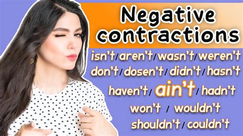 Basic English How To Pronounce Negative Contractions Youtube