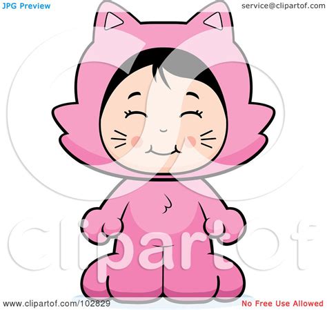 Royalty-Free (RF) Clipart Illustration of a Cute Asian Girl In A Pink Cat Costume by Cory Thoman ...