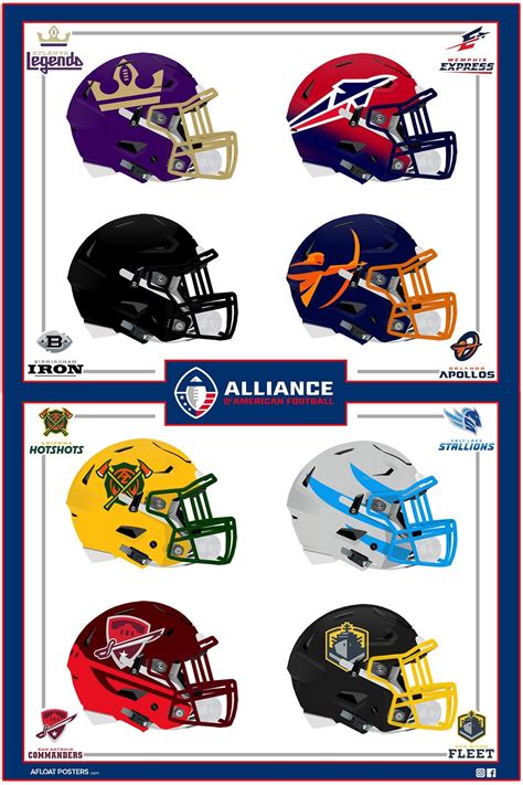 AAF alliance of American Football : Helmet Chart Wall Art - Etsy in ...