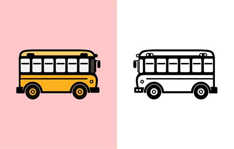 Back To School bus Vector, School Bus flat illustration, Bus Silhouette ...