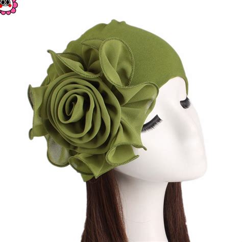 Cheap Women Ladies Retro Big Flowers Hat Turban Brim Hats Pile Cap Joom