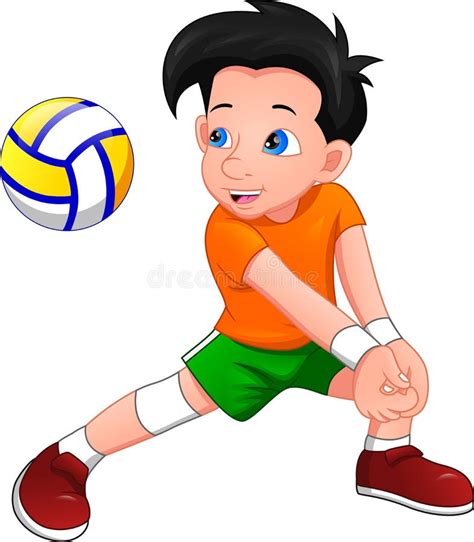 Ni O De Dibujos Animados Jugando Al Voleibol Ilustraci N Del Vector