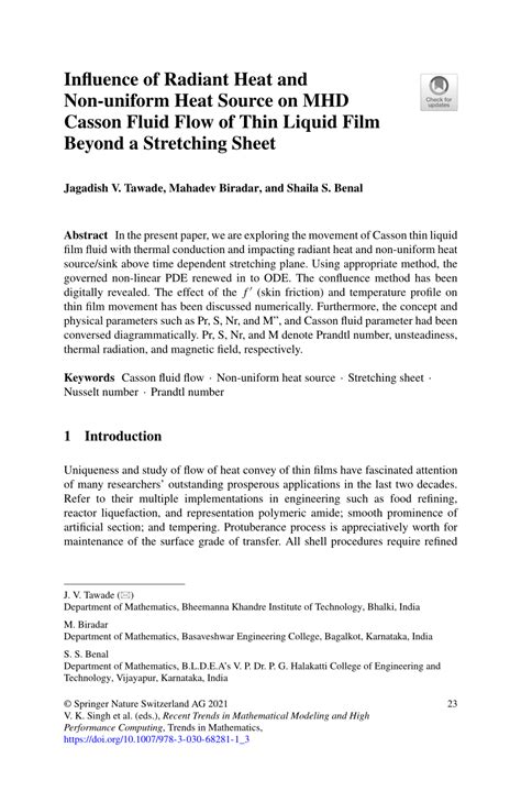 PDF Influence Of Radiant Heat And Non Uniform Heat Source On MHD