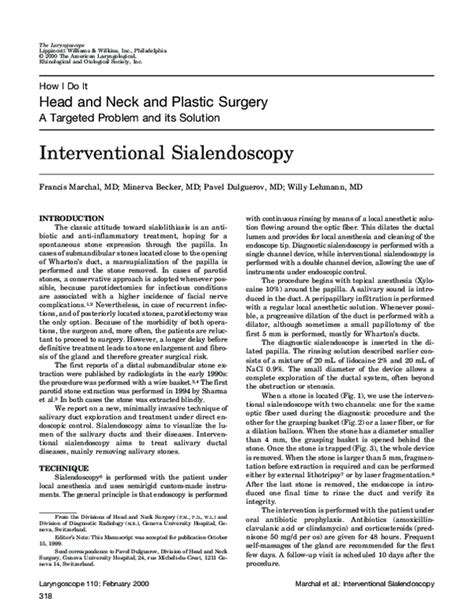 (PDF) SUBMANDIBULAR DIAGNOSTIC AND INTERVENTIONAL SIALENDOSCOPY: NEW PROCEDURE FOR DUCTAL ...