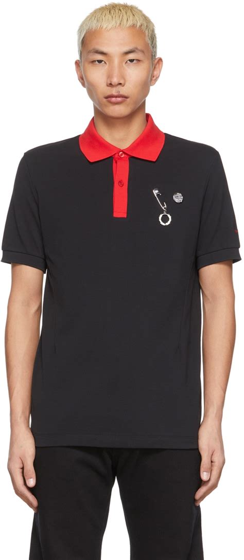 Raf Simons Black Red Fred Perry Edition Contrast Collar Polo Raf Simons