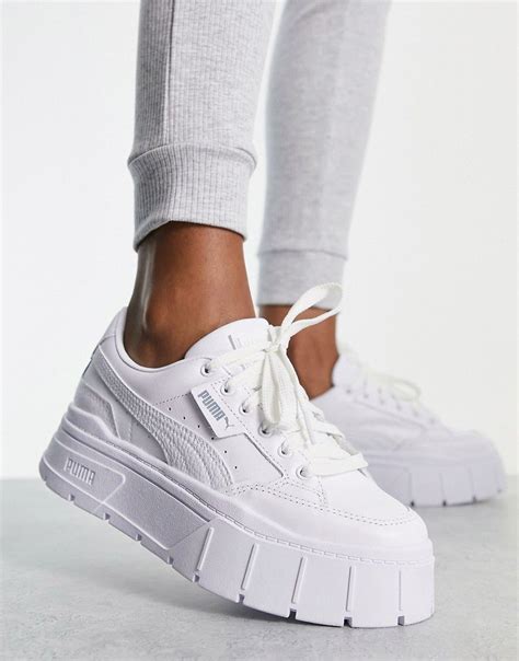 Puma Mayze Stack Sneakers In Triple White White Asos Puma Shoes