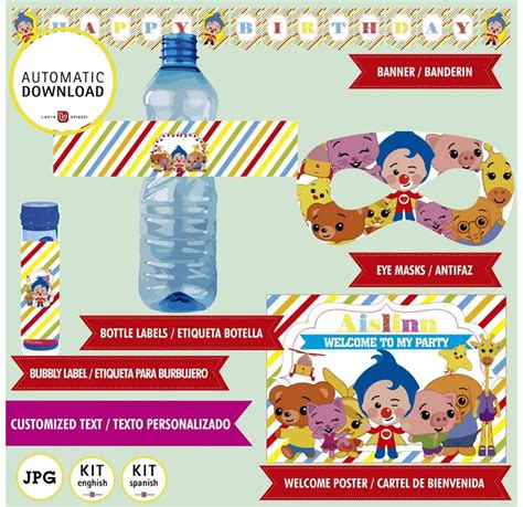 Plim Plim Printable Kit Of Clown Plim Plim 21 Pieces 300 Dpi