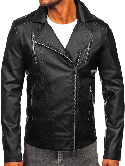 Bolf Herren Kunstlederjacke Bikerjacke Schwarz Z