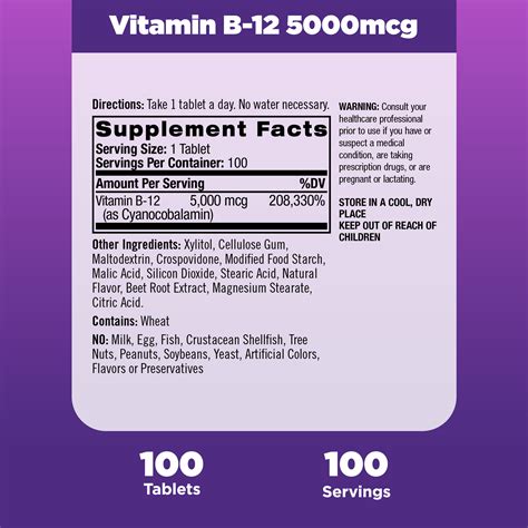 Natrol Vitamin B12 Fast Dissolve Tablets Dietary Supplement 5000 Mcg