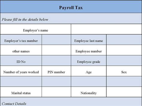 Payroll Tax Form | Editable PDF Forms