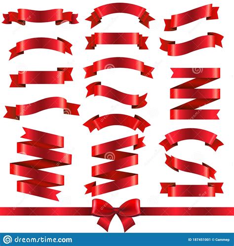 Red Ribbons Isolated White Background Stock Vector Illustration Of