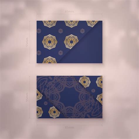 Premium Vector Dark Blue Business Card With Luxurious Gold Pattern