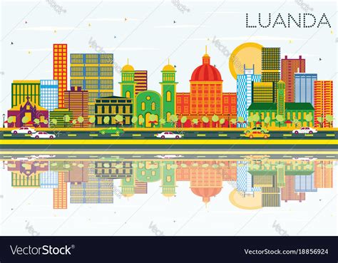 Luanda angola skyline with color buildings blue Vector Image