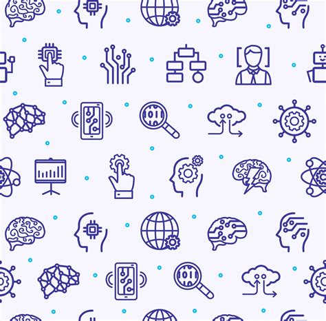 Artificial Intelligence Signs Seamless Pattern Background on a White