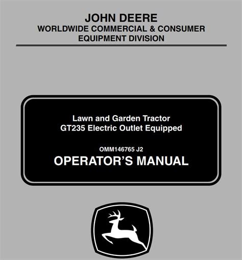 John Deere Lawn And Garden Tractor Gt Operator S Manual