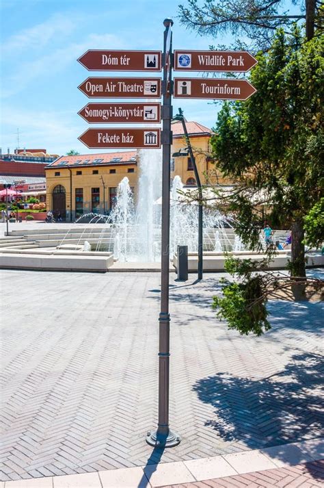 The Main Attractions And Famous Places Information Road Sign In Szeged