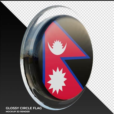 Premium PSD Nepal0003 Realistic 3d Textured Glossy Circle Flag