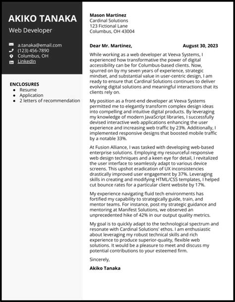 Web Developer Cover Letter Examples Designed For