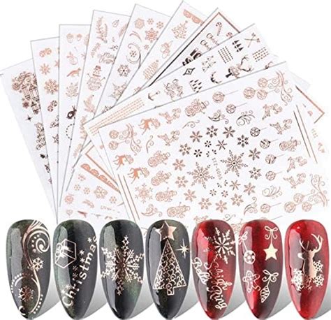 9 Blätter 3D Nagelsticker Weihnachten Glühen Nail Art Sticker