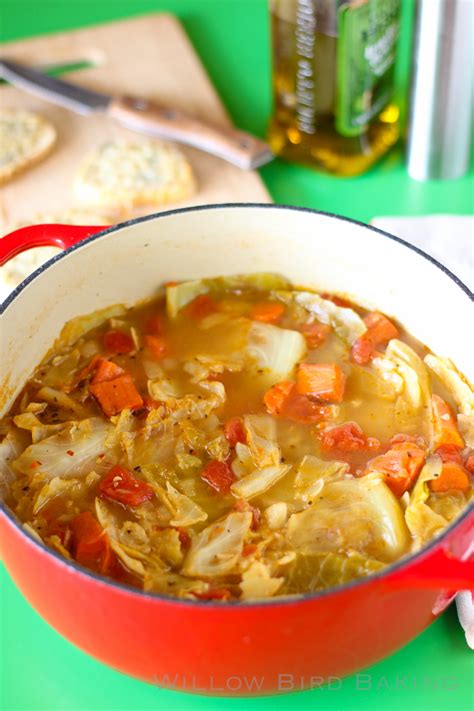 Light And Healthy Cabbage Soup With Easy Cheese Toasts Willow Bird