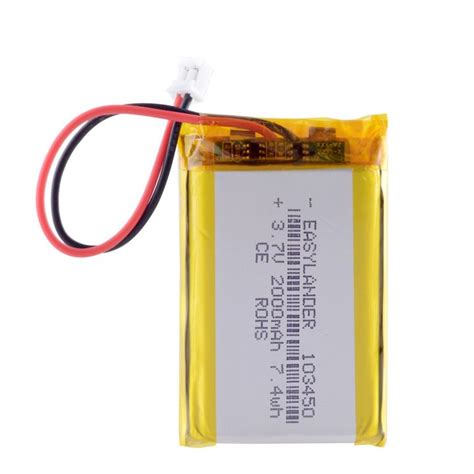 103450 3 7V 2000mAh Lithium Polymer LiPo Rechargeable Battery JST PH