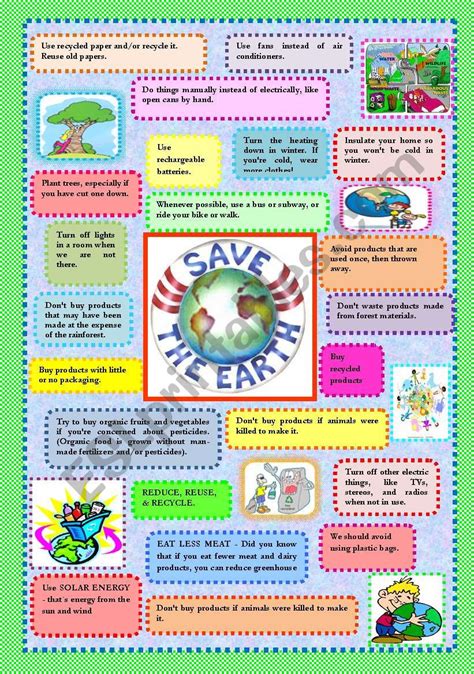 Save Planet Earth Tips Esl Worksheet By Rosario Pacheco