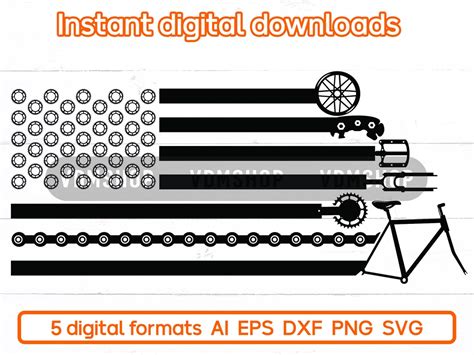 Mountain Bicycle Parts American Flag Svg Bike Parts Svg Patriotic