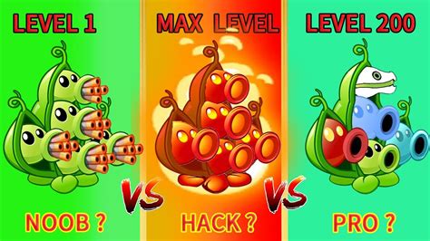 Pvz 2 Challenge All Peashootes Level 1 Vs Level Max Vs Level 200