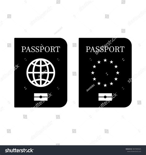 Biometric Passport Icon Collection Travel Document Stock Vector