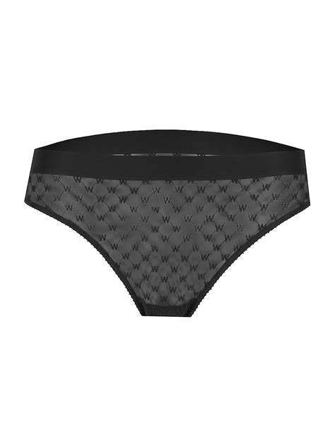 Wolford Sheer Logo Mesh Bikini Briefs Black Editorialist