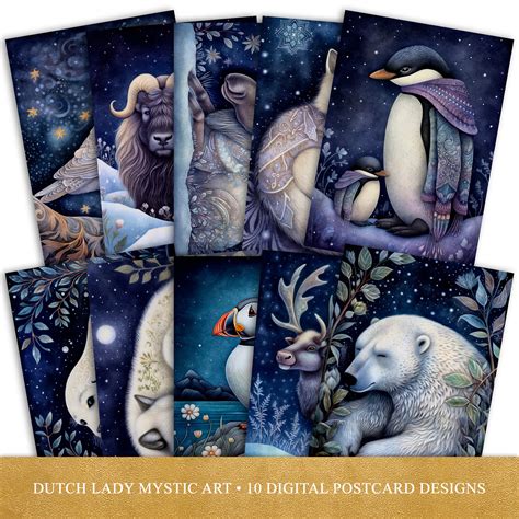 Arctic Circle Animals Postcard and Poster Set Printable Digital Art ...