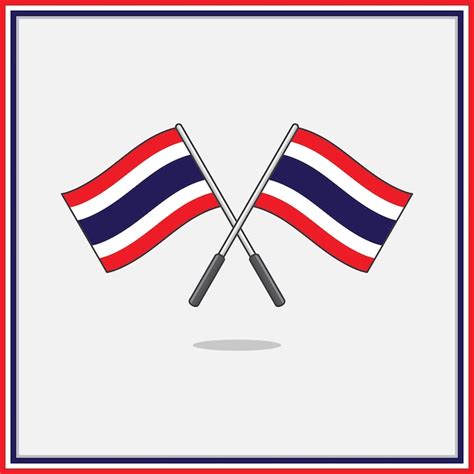 Bandera de Tailandia Ilustración vectorial de dibujos animados Esquema