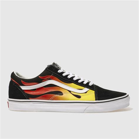 Mens Black And Red Vans Old Skool Flame Trainers Schuh