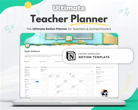 Digital Teacher Planner Notion Template Academic Lesson Planning