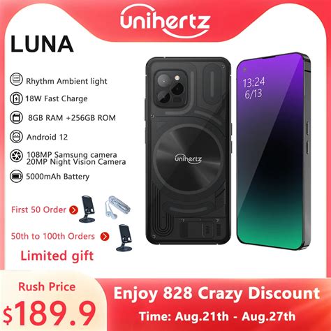 Unihertz Luna Smartphone Rhythm Ambient LED Strip Music Phone 8GB RAM