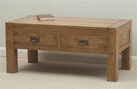 Quercus Rustic Solid Oak 4 Drawer Storage Coffee Table Tekbeat