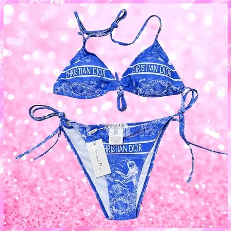 Jungle Monogram Logo Bikini In Blue Pink Sugar Fashion