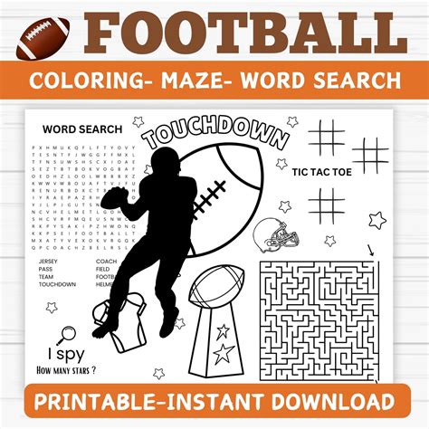 Football Coloring Activity Sheet- Football Online Games - Printable ...