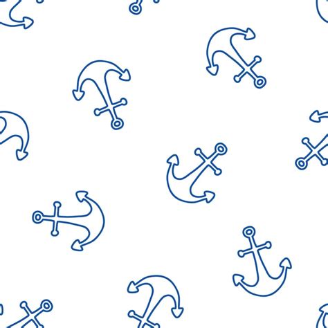 Premium Vector Seamless Pattern With Blue Outlie Anchors