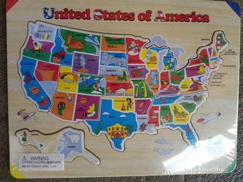 wooden united states map puzzle states and capitals learning | #1893751631