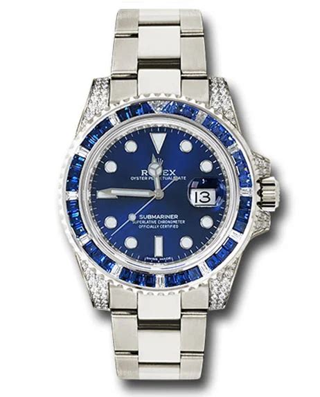 Rolex Submariner Date Sabr K White Gold Diamonds Sapphires