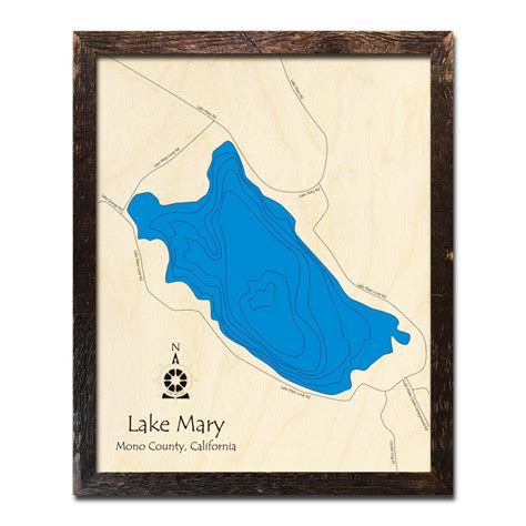 Lake Mary Ca Wood Map 3d Topographic Wooden Charts