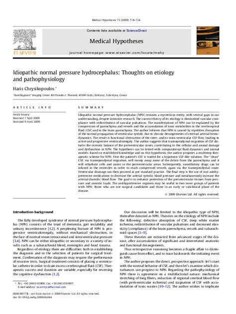 Pdf Idiopathic Normal Pressure Hydrocephalus Thoughts On Etiology And Pathophysiology Haris