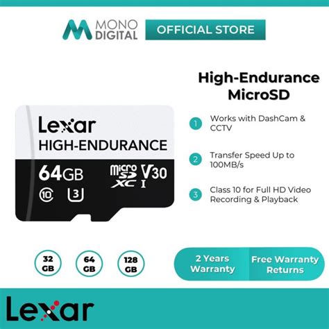 MC LEXAR TF HC10 HIGH ENDURANCE 128GB UHS I U3 R 100MB S W 45MB S